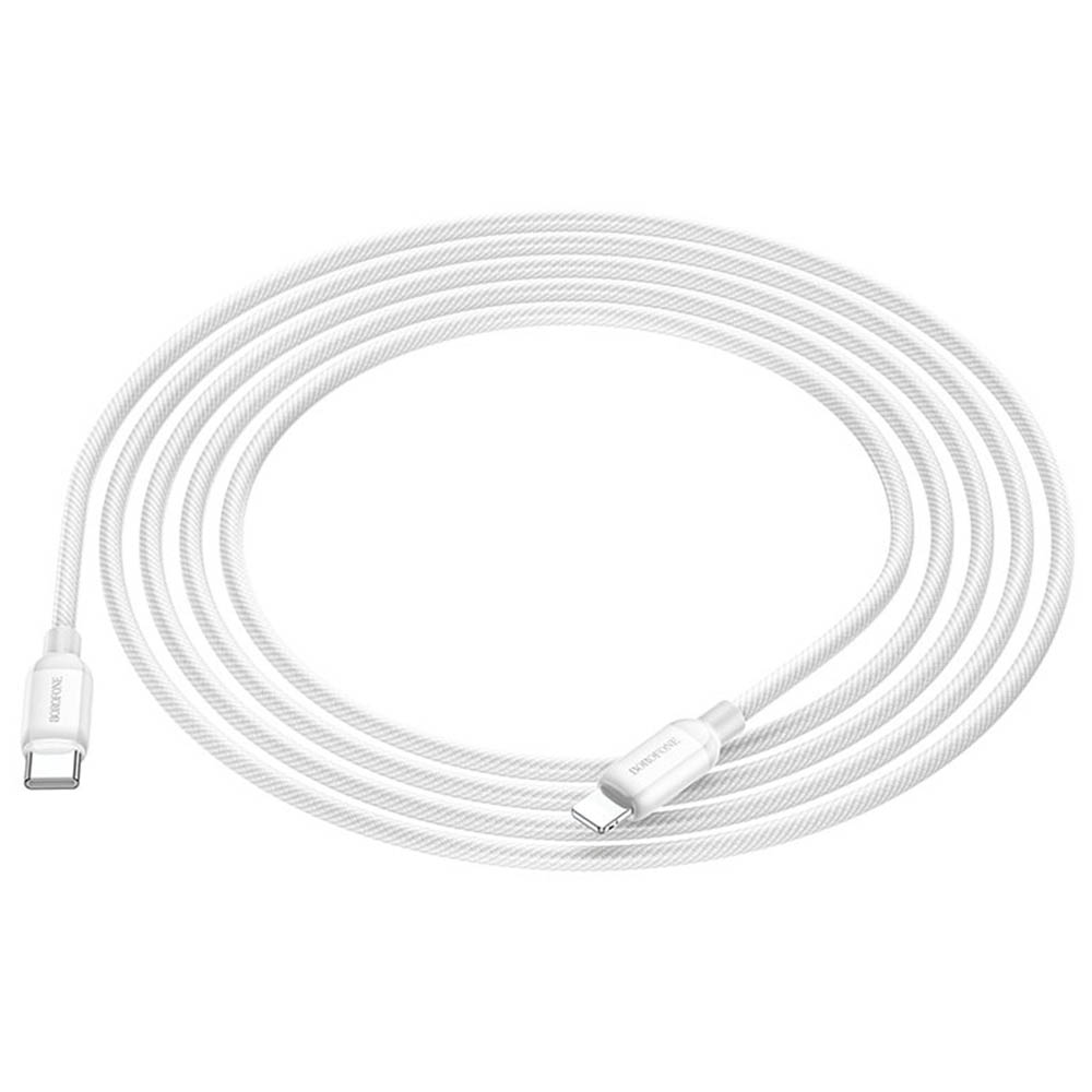 Кабель BOROFONE BX68 USB Type C на Lightning 8 pin, 2.4A, PD20W, длина 2 метра, цвет бело серый