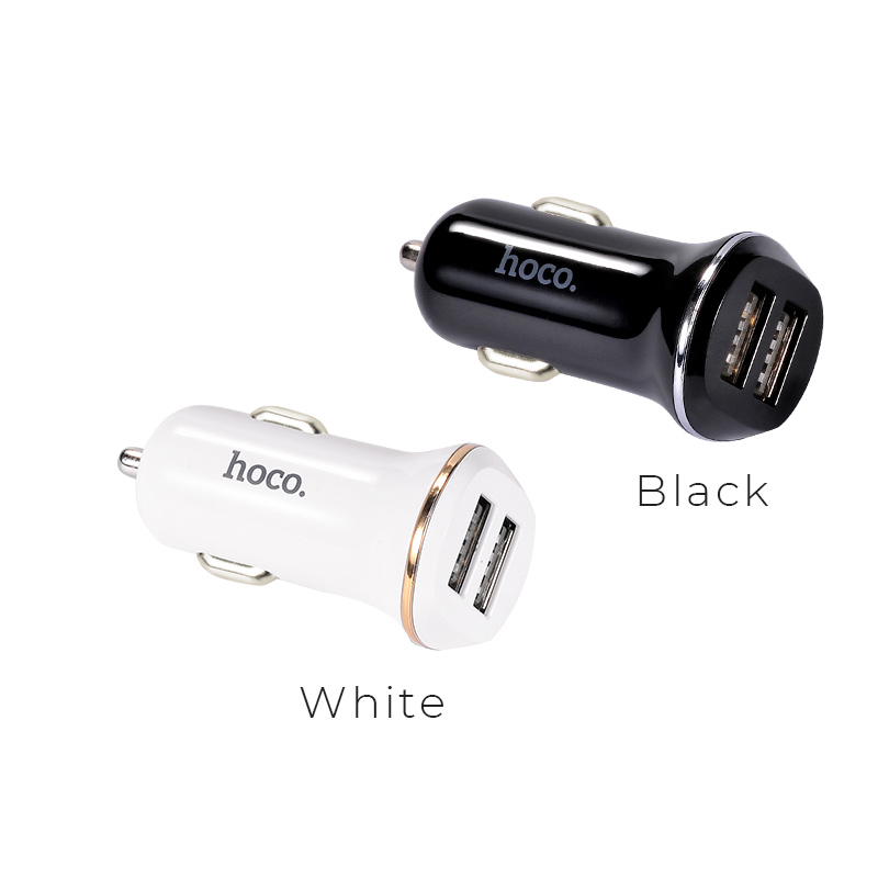 HOCO Z1 АЗУ (автомобильное зарядное устройство) 2 USB порта + Дата-кабель Micro USB, длина 1 метр, чёрного цвета.