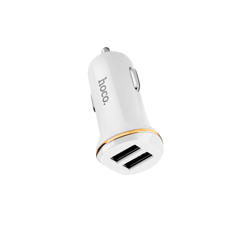 HOCO Z1 АЗУ (автомобильное зарядное устройство) 2 USB порта + Дата-кабель APPLE Lightning 8-pin 1 метр, белого цвета.