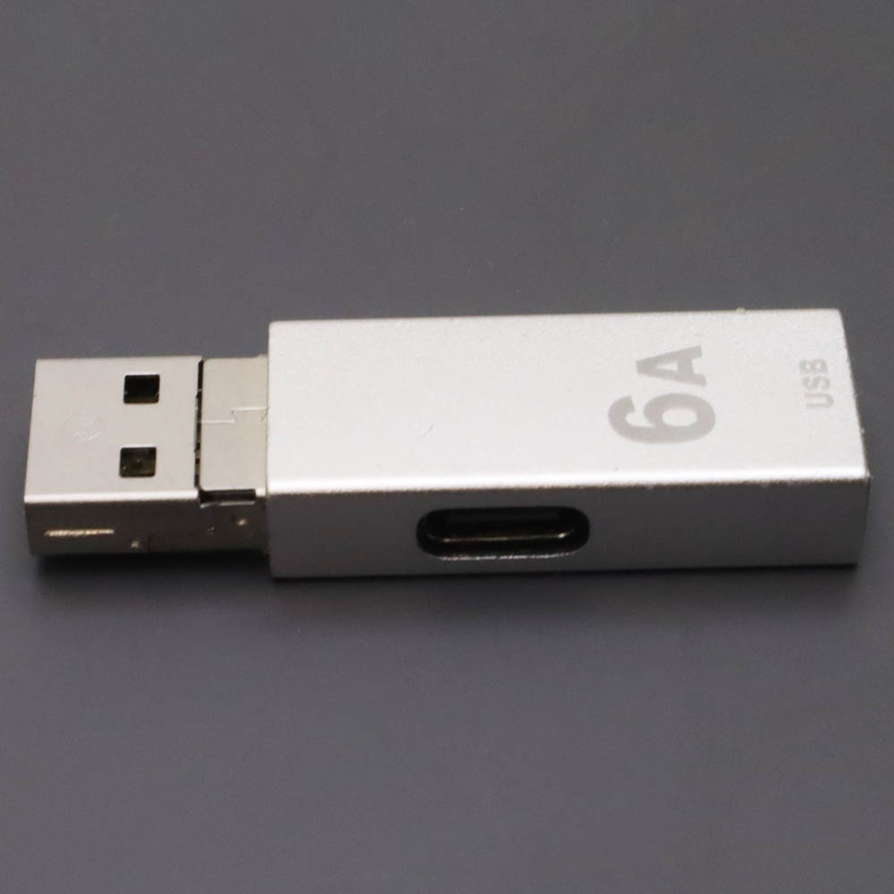Адаптер переходник OTG GP-124, USB-Type-C 6A, быстрая зарядка (Quick Charge/PD), цвет серебристый
