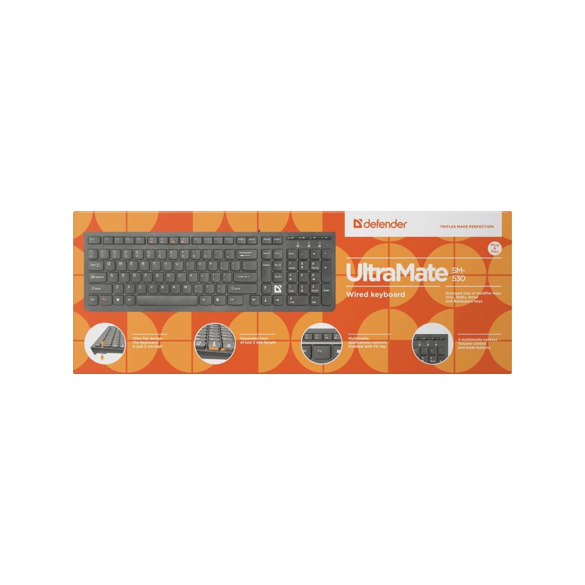 Клавиатура проводная DEFENDER UltraMate SM-530, цвет черный