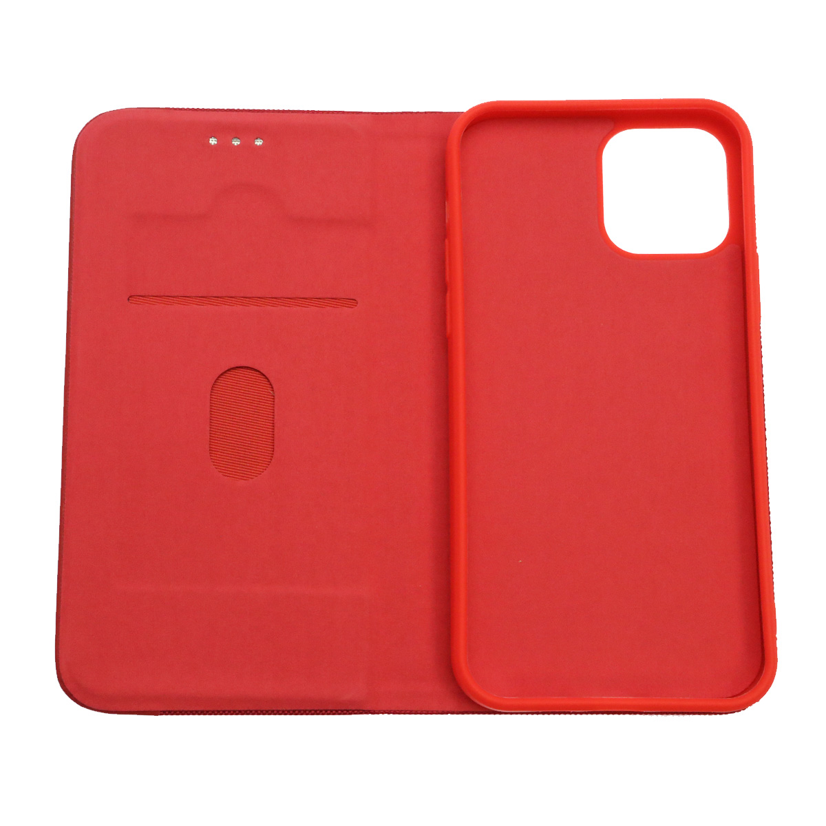 Чехол книжка MESH для APPLE iPhone 12 (6.1), iPhone 12 Pro (6.1), текстиль, силикон, бархат, визитница, цвет красный