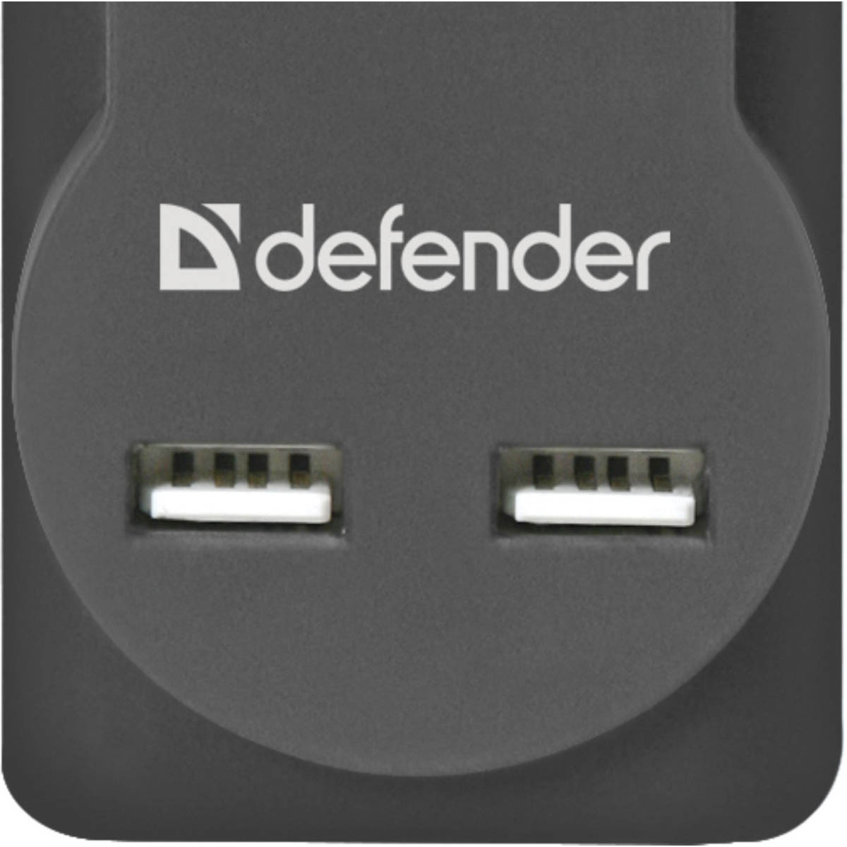 Сетевой фильтр Defender DFS 753, 3.0 метра, 5 розеток, 2 USB, 2.1A, цвет черный