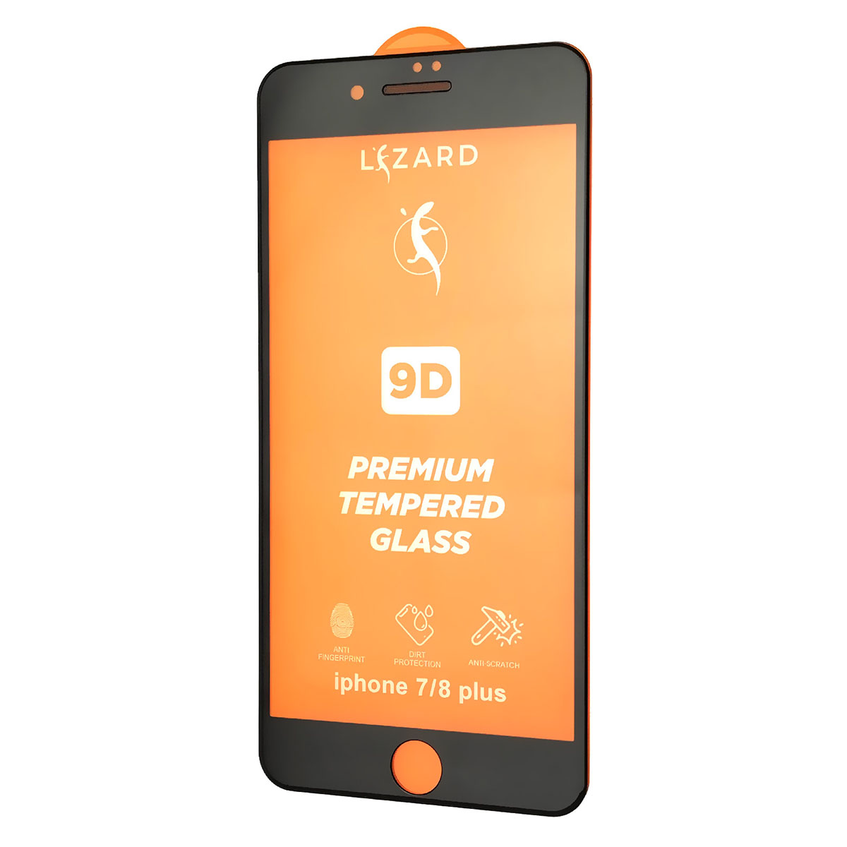 Защитное стекло 9D Lizard для APPLE iPhone 7 Plus, iPhone 8 Plus, цвет окантовки черный