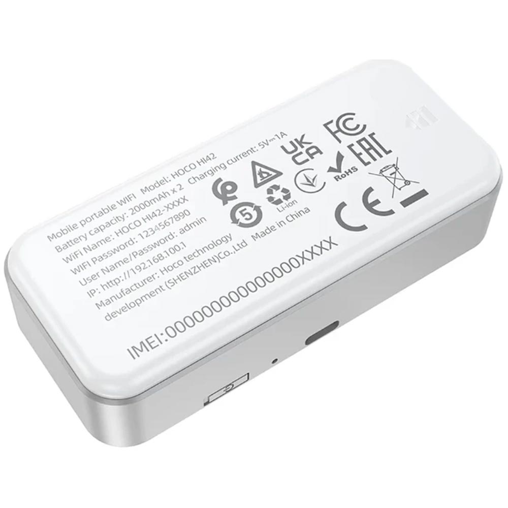 Мобильный беспроводной 4G Wi-Fi роутер HOCO HI42, Wi-Fi 6 2.4G, скорость до 150 Мб/с, цвет белый