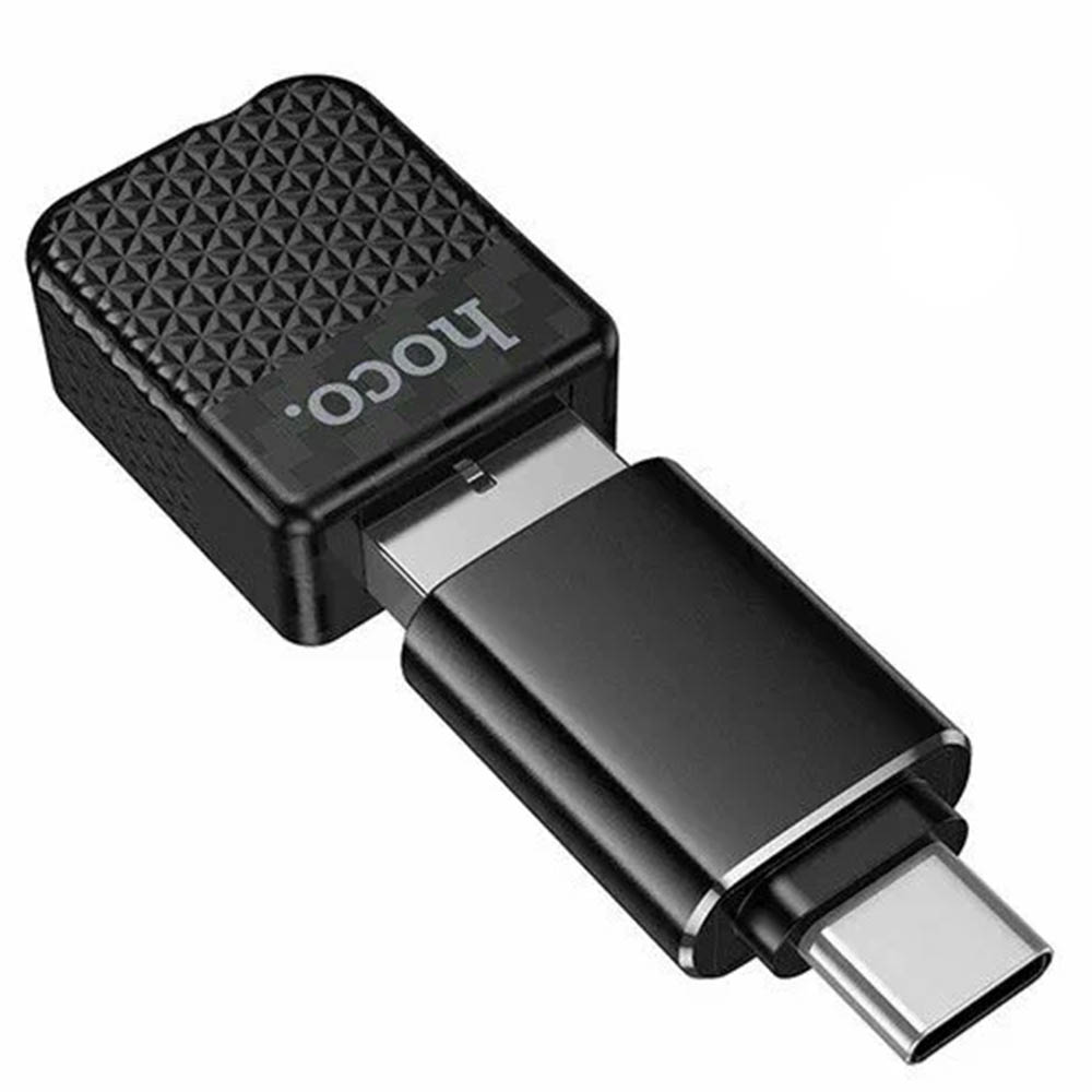 Беспроводной автомобильный адаптер CarPlay HOCO HU3 Tony, с адаптером USB на Type C, цвет черный
