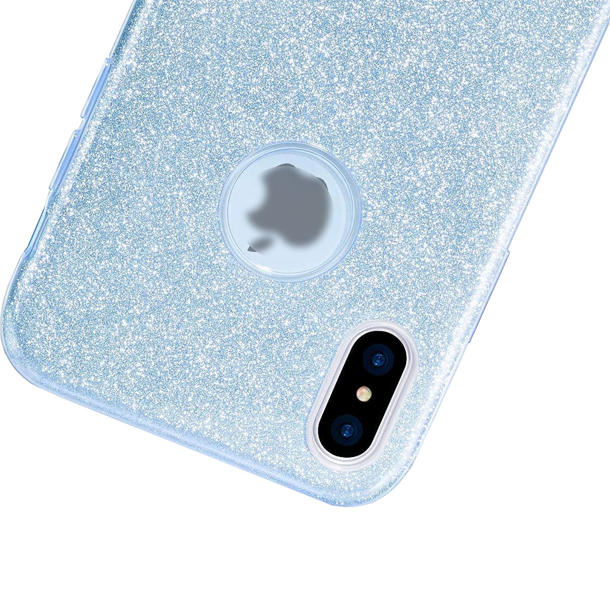 Чехол накладка Shine для APPLE iPhone XS MAX, силикон, блестки, цвет голубой