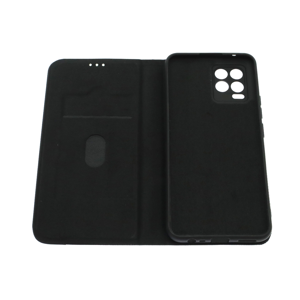 Чехол книжка MESH для Realme 8, Realme 8 Pro, текстиль, силикон, бархат, визитница, цвет черный