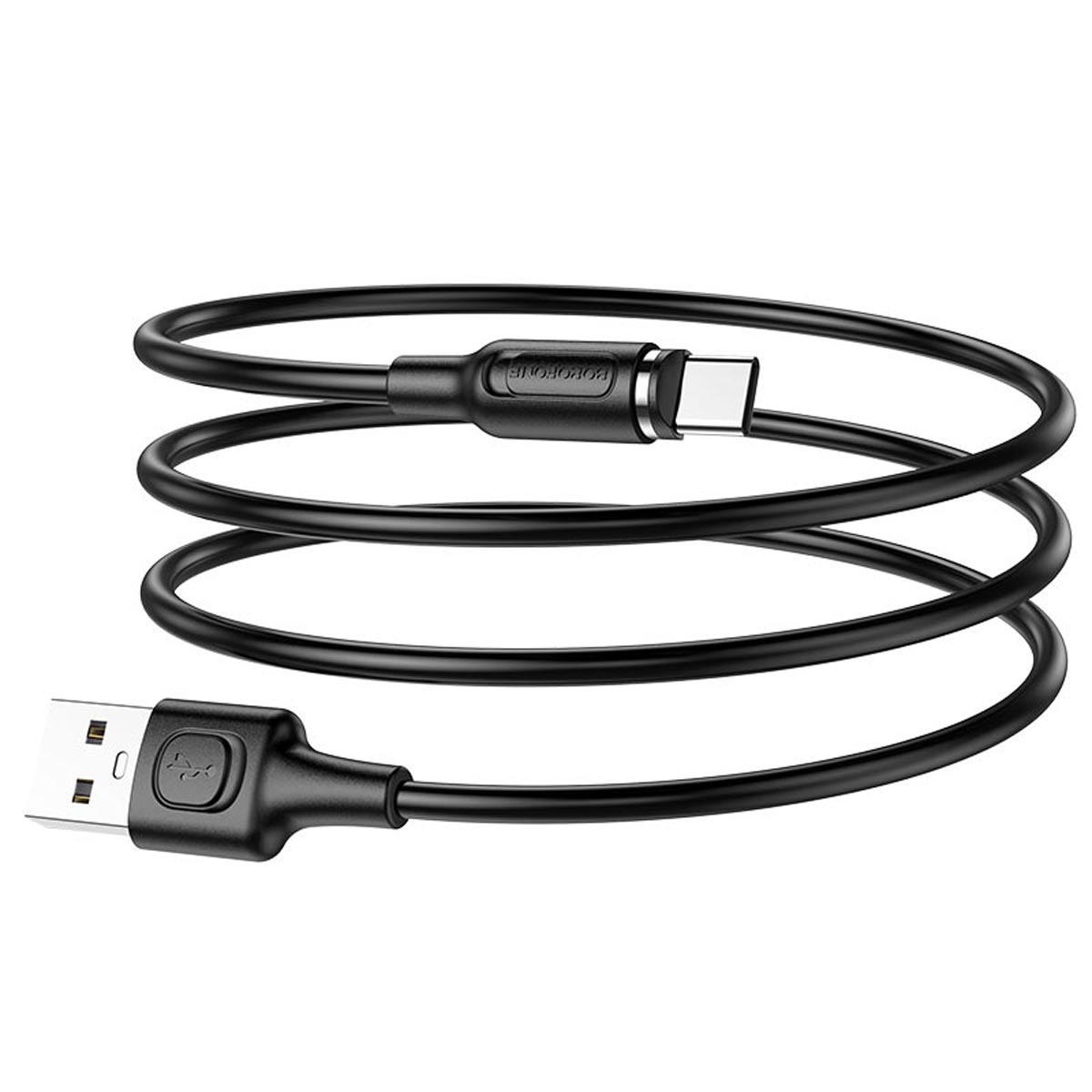 Магнитный зарядный кабель BOROFONE BX41 Amiable USB Type C, 3А, длина 1 метр, силикон, цвет черный