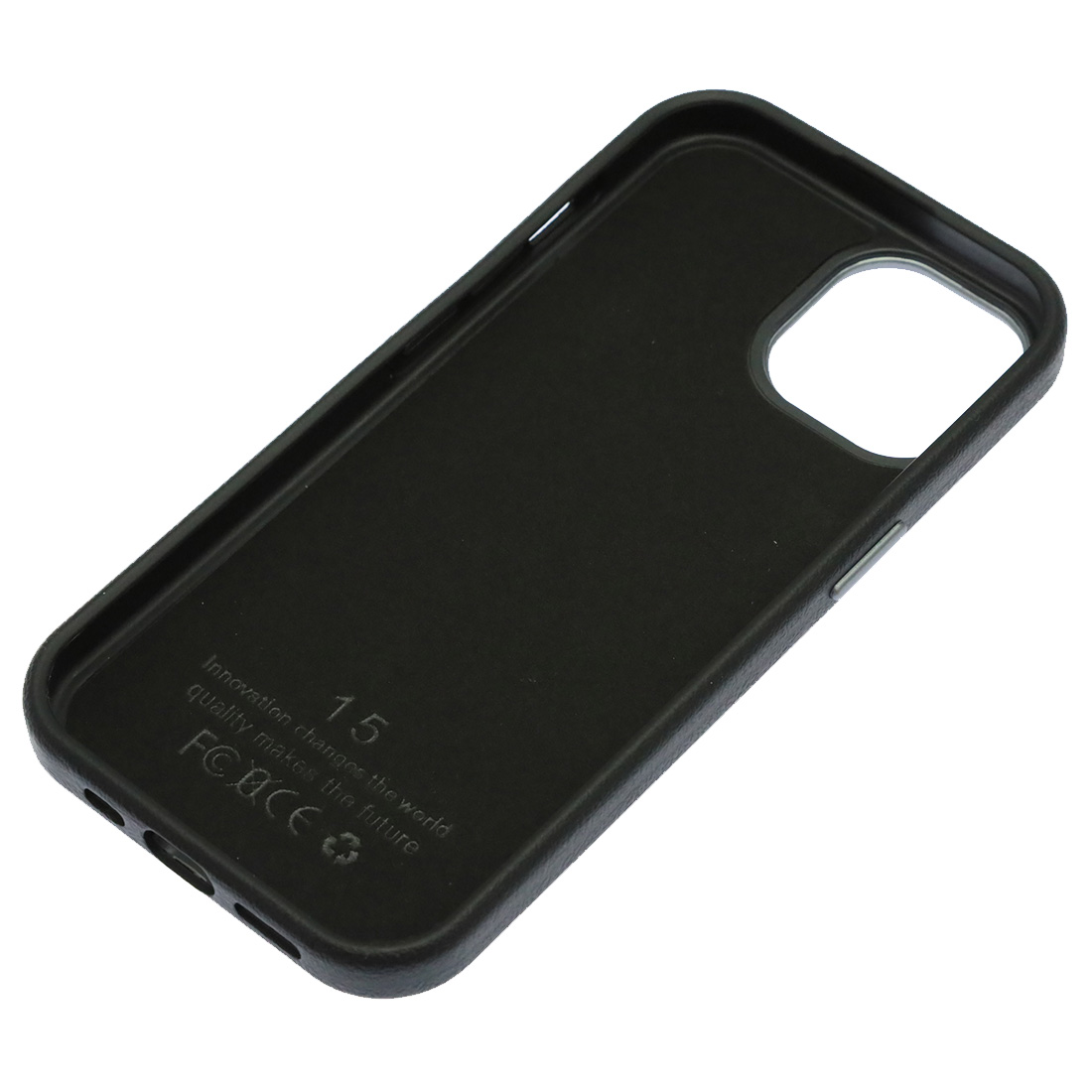 Чехол накладка VICTORIA для APPLE iPhone 15, силикон, пластик, текстура кожи, бархат, цвет черный