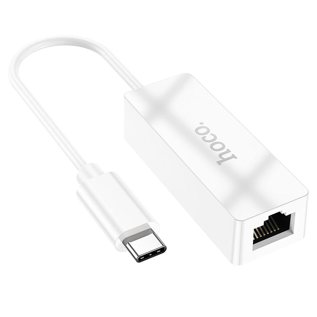 Адаптер, переходник HOCO UA22 Acquire с USB Type C (папа) на RJ45 (мама), длина 15 см, цвет белый