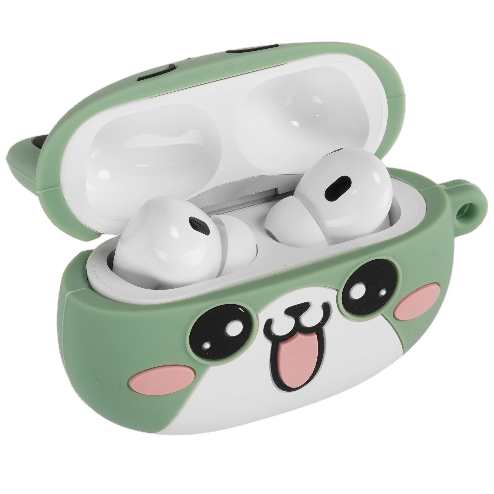 Гарнитура (наушники с микрофоном) беспроводная TWS HEADSET, HOCO EW48 Mint Cat, с силиконовым футляром зеленый кот