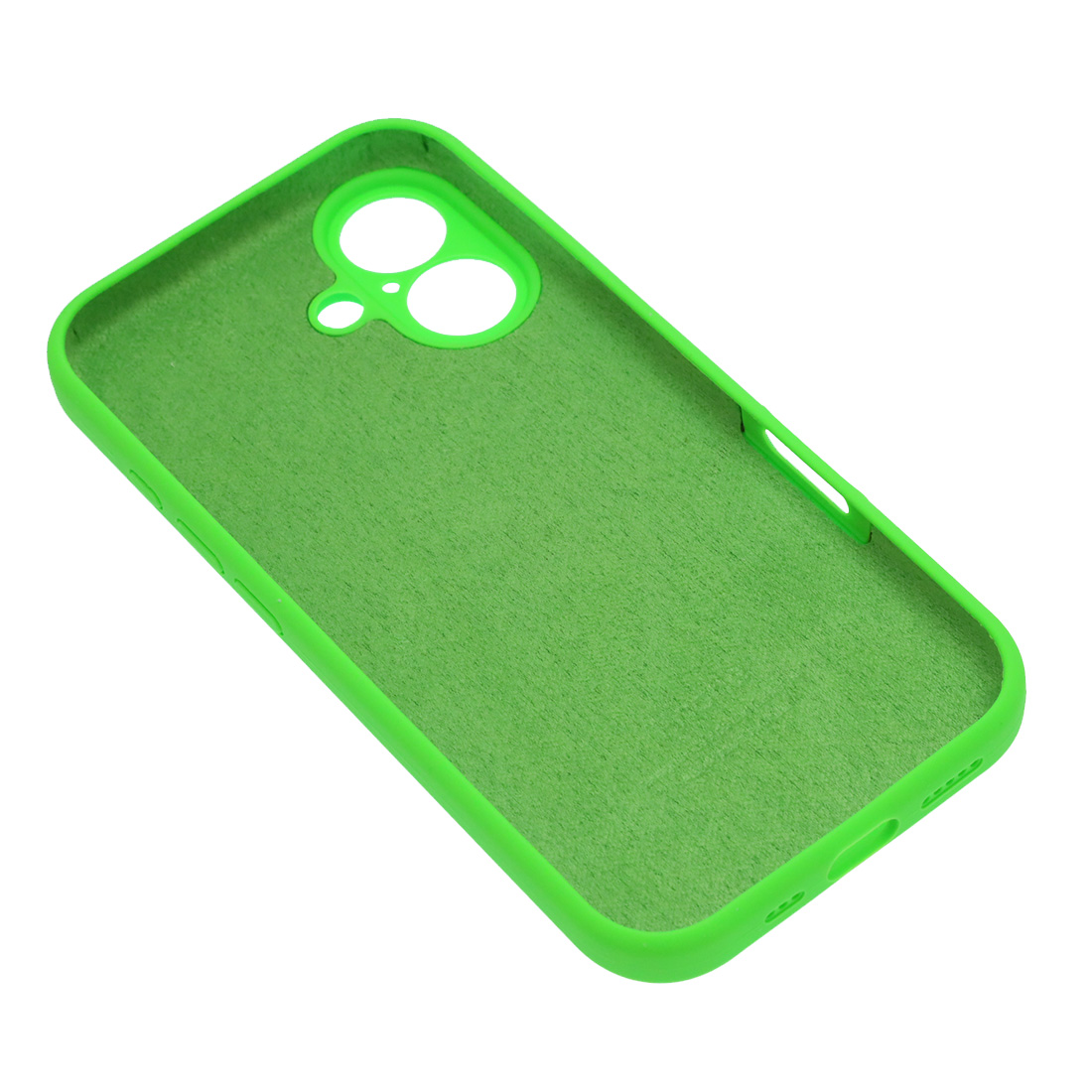 Чехол накладка Silicone Case для APPLE iPhone 16, L-ogo, защита камеры, силикон, бархат, цвет ярко зеленый