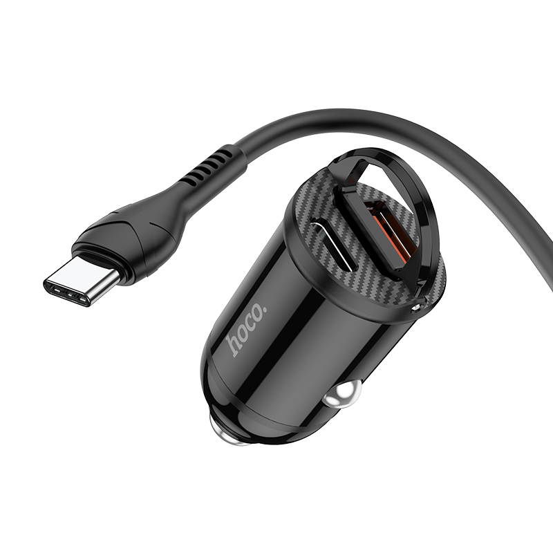 АЗУ (Автомобильное зарядное устройство) HOCO NZ2 c кабелем USB Type C на USB Type C, 4,8 А, длина 1 метр, цвет черный