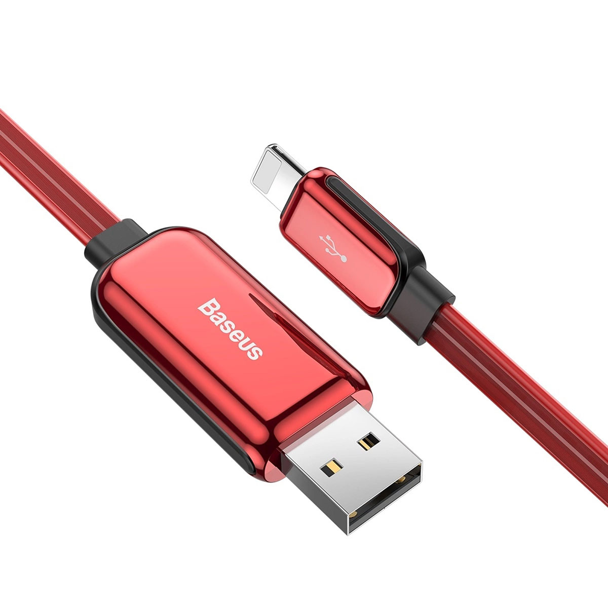 BASEUS CALLG-09 кабель с подсветкой Glowing Data Cable Lightning 8-pin, 2.4A, 1 метр, цвет красный.