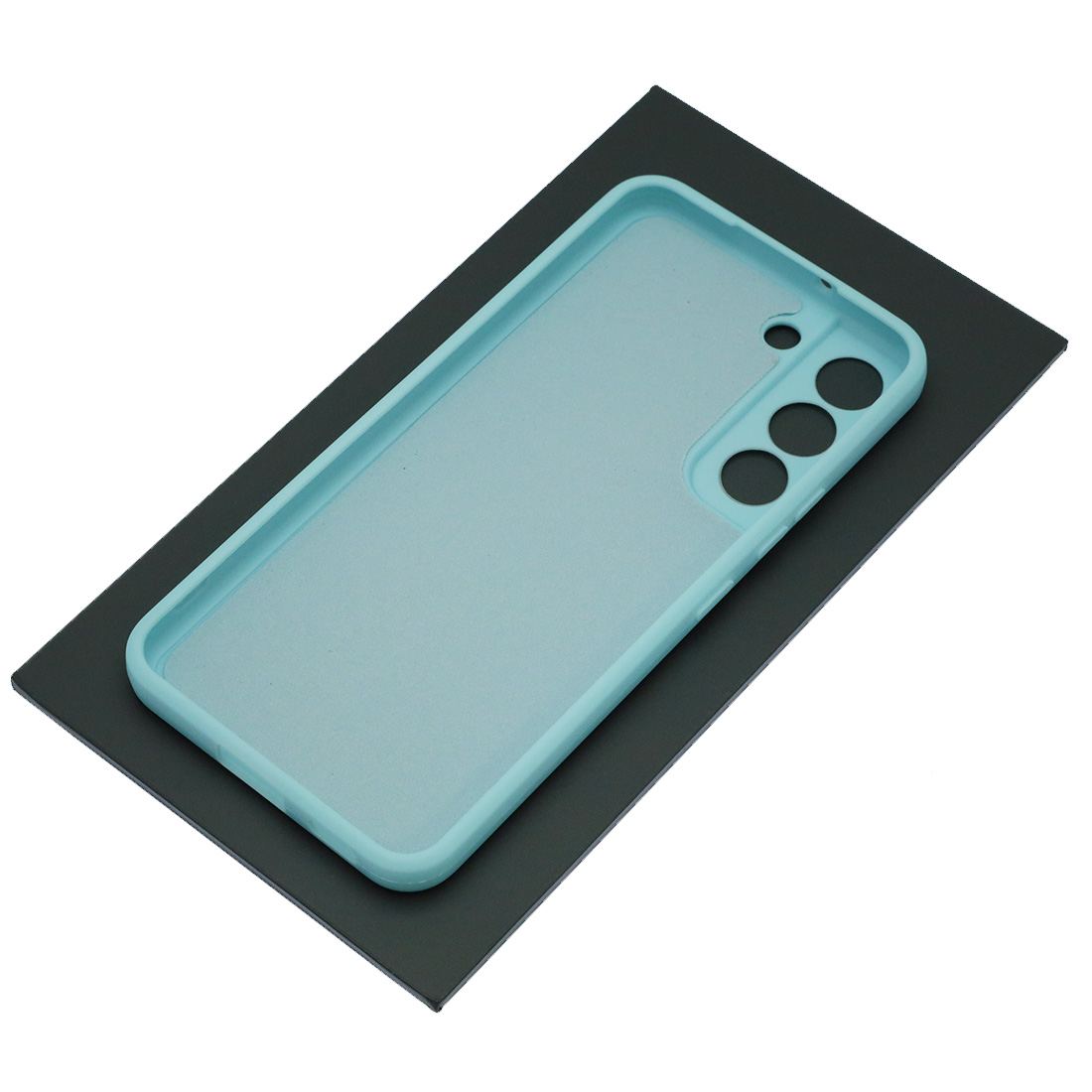 Чехол накладка для SAMSUNG Galaxy S22, силикон, бархат, цвет светло голубой