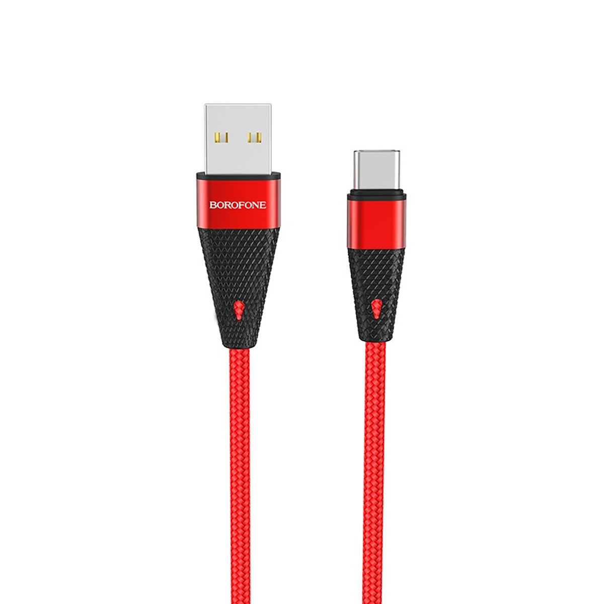 Кабель BOROFONE BU10 Pineapple USB Type C, 3A, длина 1.2 метра, нейлоновое армирование, цвет красный