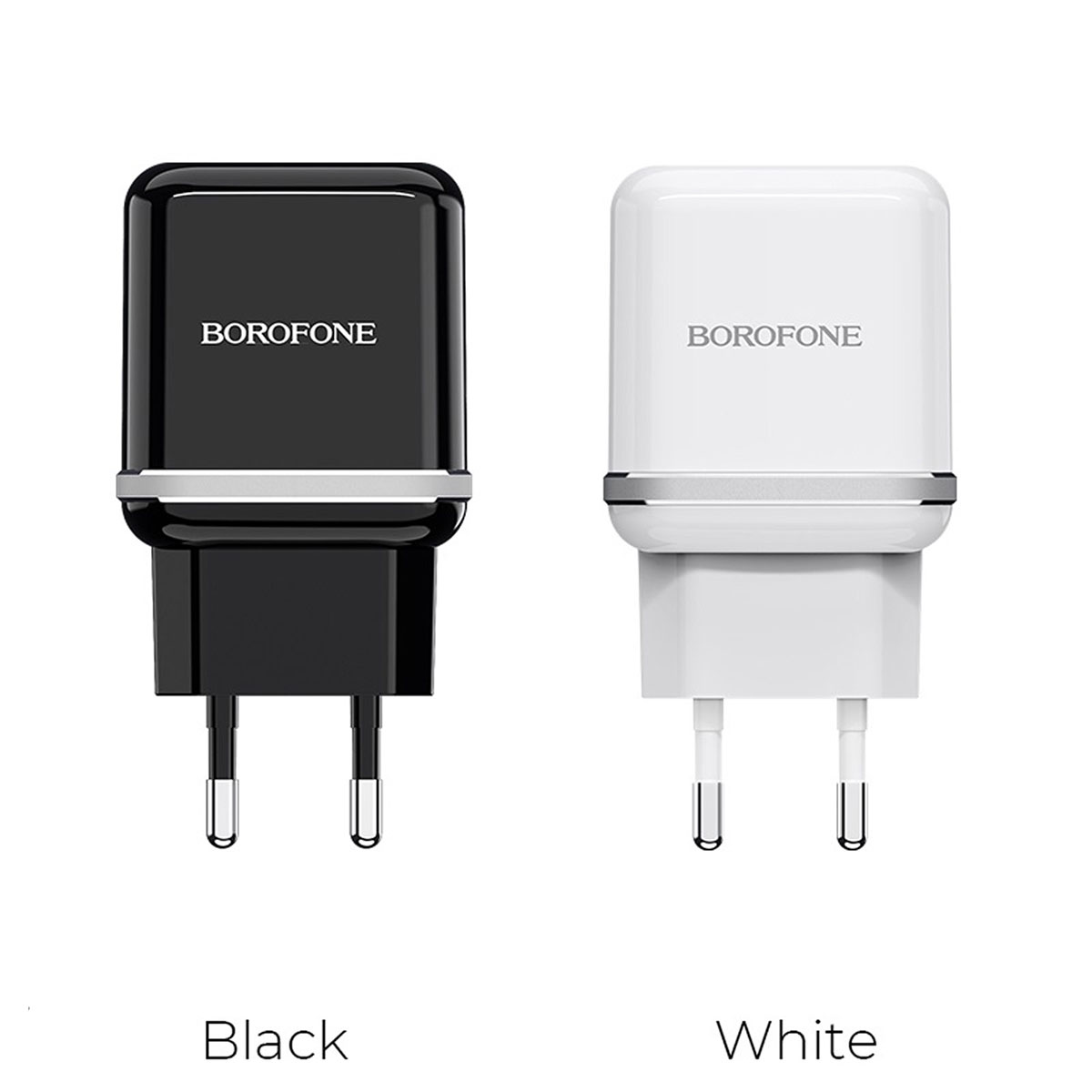 BOROFONE BA25A Outstanding, сетевое зарядное устройство с двумя USB портами, цвет белый.