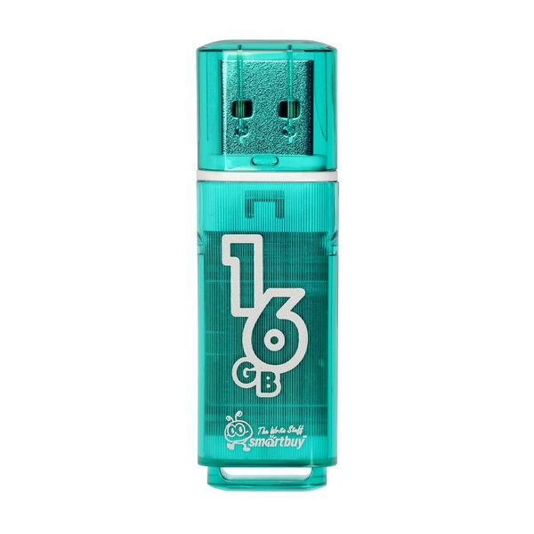 Флешка USB 16GB Smart Buy Glossy, цвет зеленый.