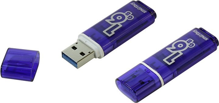 Флешка 16Gb SMARTBUY Glossy SB16GBGS-DB, USB 3.0, цвет синий
