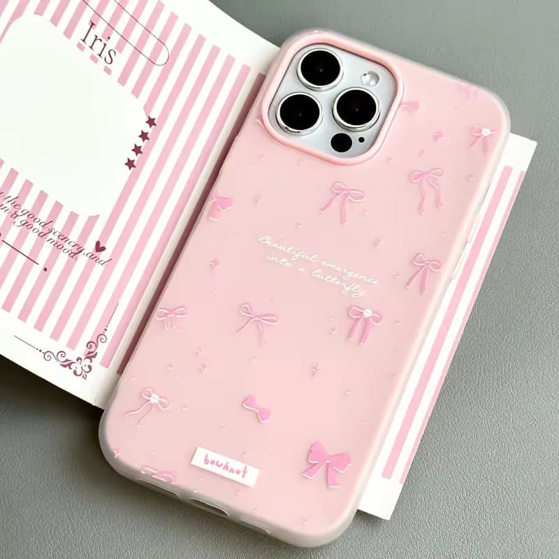 Чехол-накладка Jelly Bowknet для Apple iPhone 15, силиконовая, рисунок снежинки и бабочки, цвет розовый