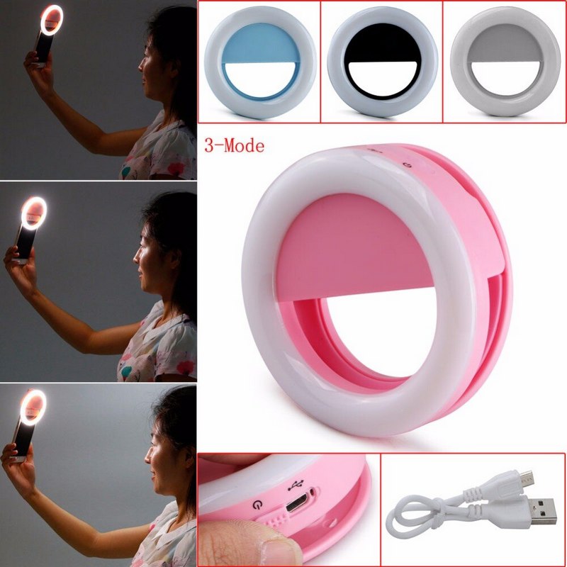 Led вспышка для селфи Selfie Ring Light RK-14 цвет розовый.