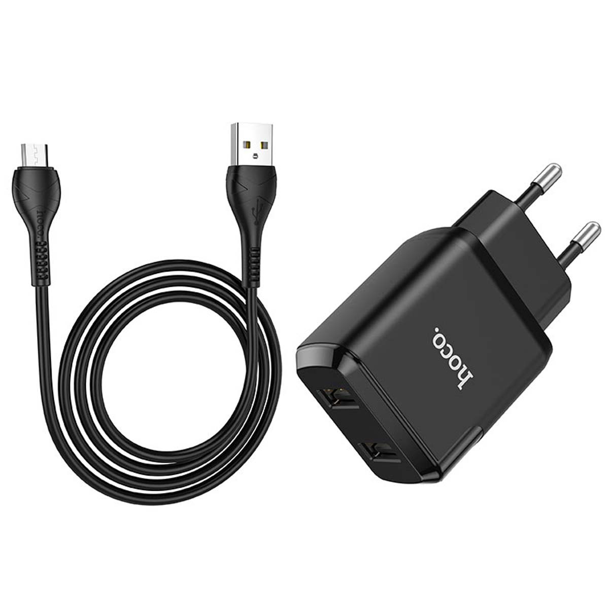 СЗУ (Сетевое зарядное устройство) HOCO N7 Speedy с кабелем Micro USB, 2.1A, длина 1 метр, цвет черный