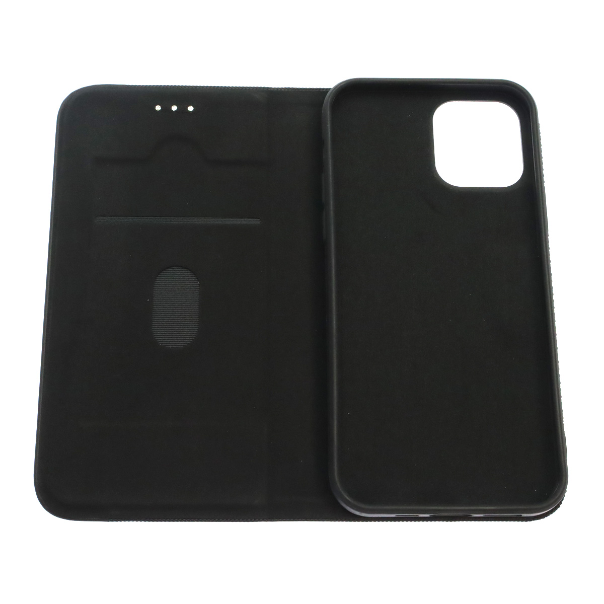 Чехол книжка MESH для APPLE iPhone 12 (6.1), iPhone 12 Pro (6.1), текстиль, силикон, бархат, визитница, цвет черный