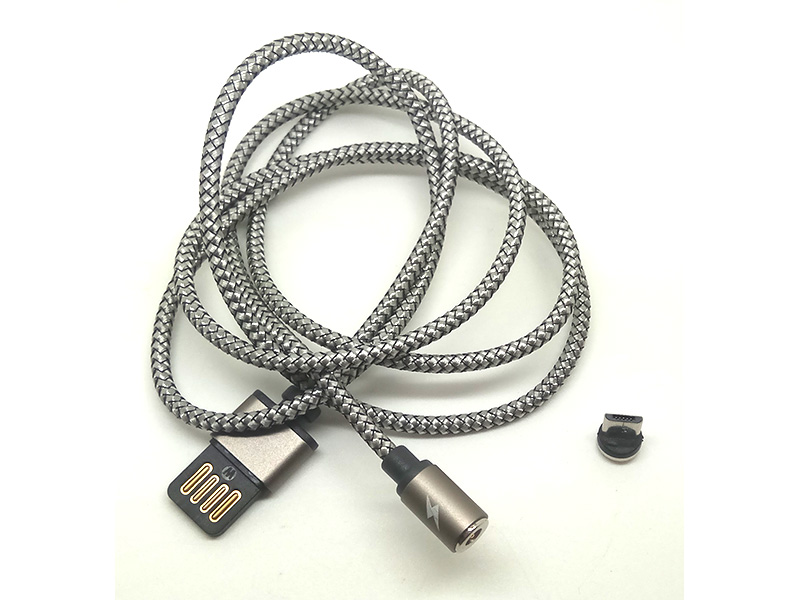 Кабель USB - MicroUSB Remax RC-095m (магнитный, оплетка ткань) Черный.
