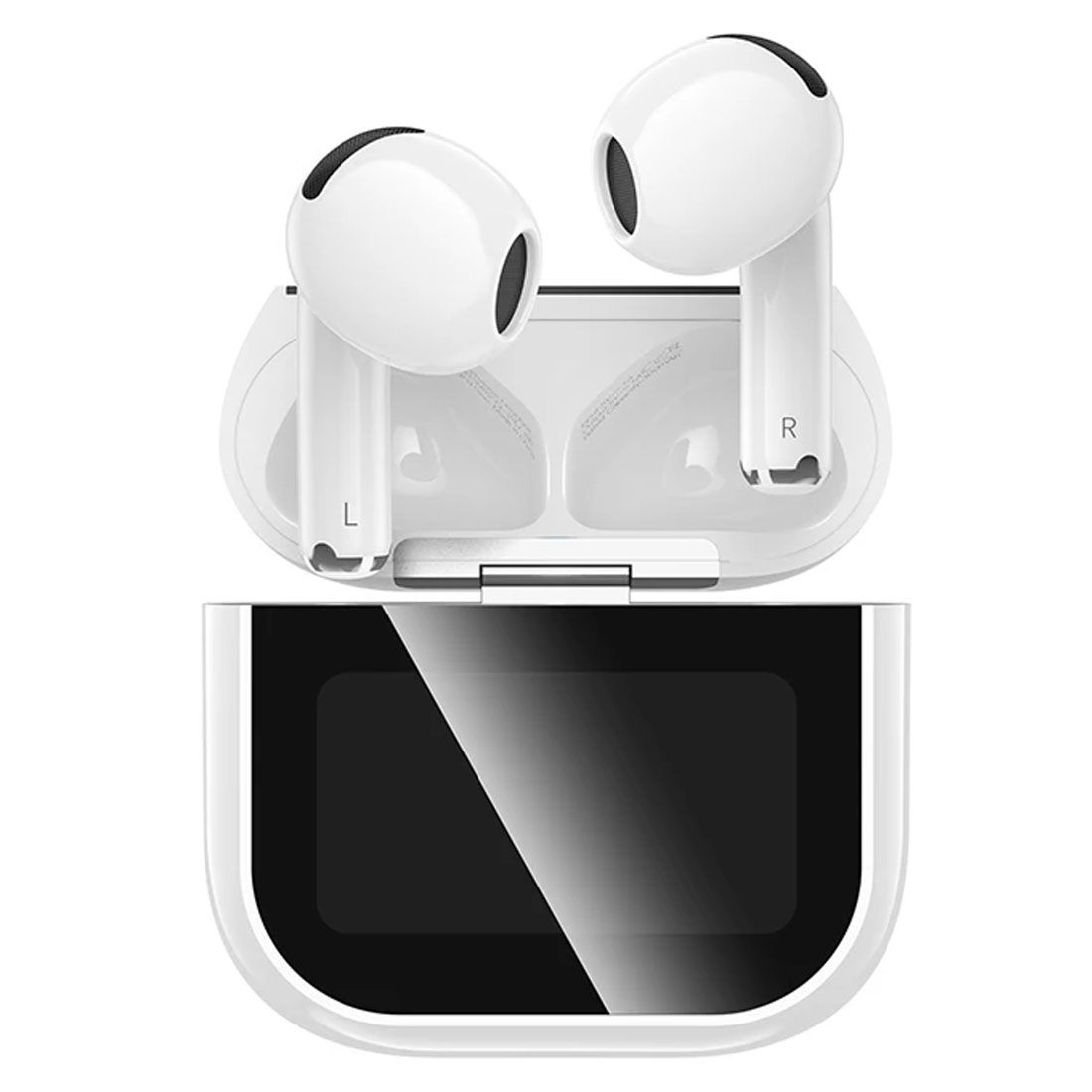 Гарнитура (наушники с микрофоном) беспроводная, HOCO EW82, сенсорный дисплей, цвет белый