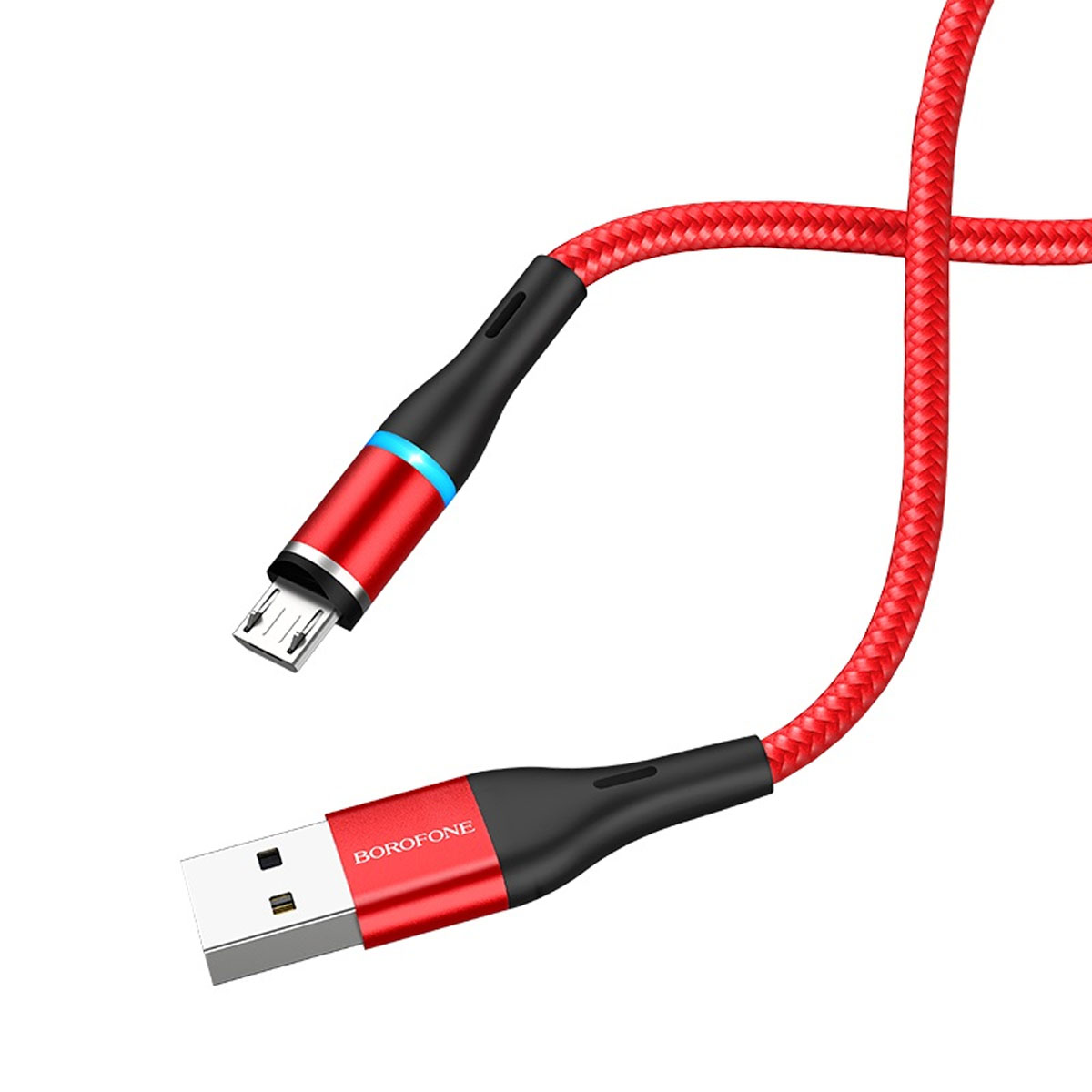 Магнитный зарядный кабель BOROFONE BU16 Skill, 2.4A, Micro USB, кабель 1.2 метра, цвет красный