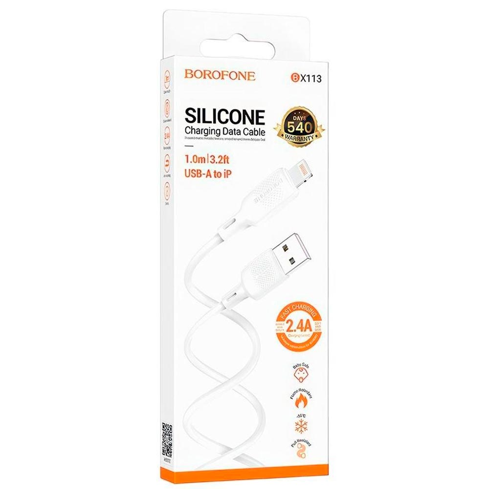 Кабель BOROFONE BX113 Lenny USB на Lightning 8 pin, длина 1 метр, цвет белый