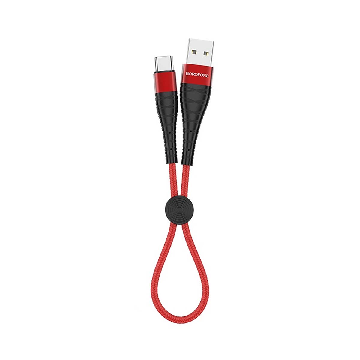 BOROFONE BX32 Munificent кабель USB Type-C, 5A, длина 25 сантиметров, силиконовый, армированная нейлоновая оплетка, цвет красный.