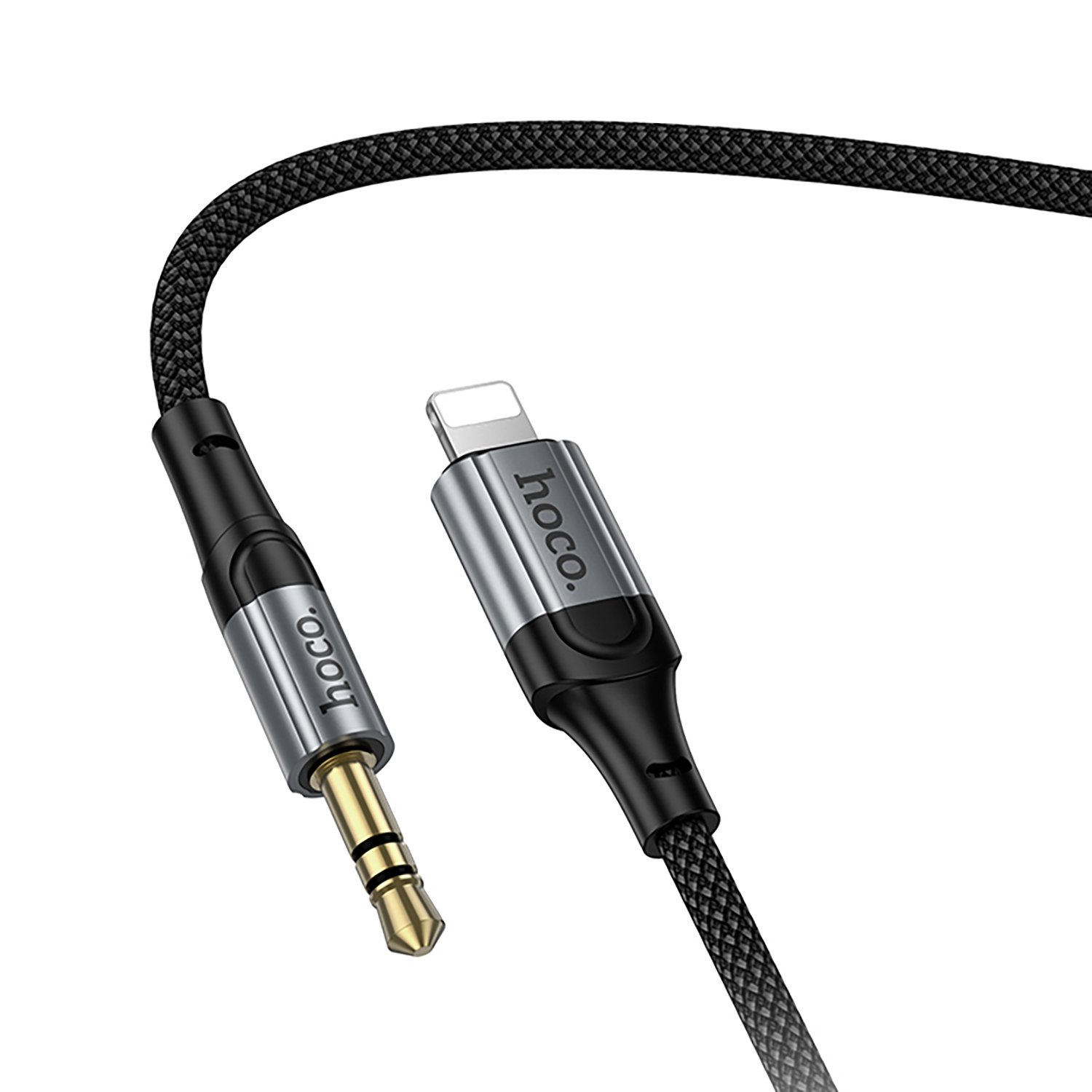 Аудио кабель, переходник HOCO UPA33A AUX (Jack 3.5 мм) на Lightning 8-pin, растягивается до 1.5 метра, цвет черный