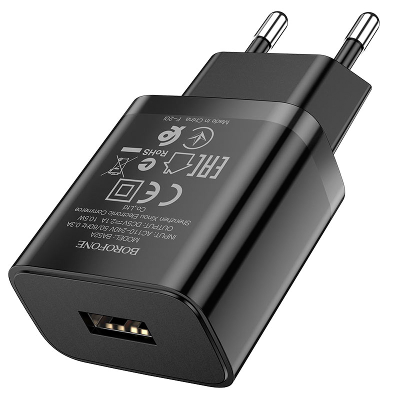 СЗУ (Сетевое зарядное устройство) BOROFONE BA52A Gamble c кабелем USB Type-C, 2.1A, длина 1 метр, цвет черный