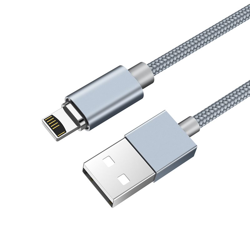 HOCO U40A магнитный кабель-USB magnetic adsorption Lightning 8-pin, 1.2 метра, цвет графитовый металл.