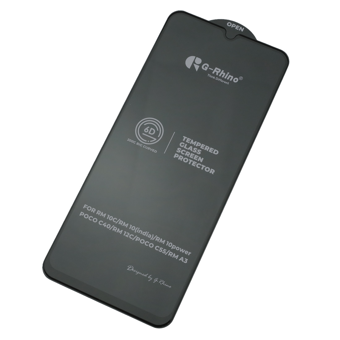 Защитное стекло 6D G-Rhino 200C для XIAOMI Redmi 10C, Redmi 12C, Redmi A3, Redmi A3x, XIAOMI POCO C40, POCO C55, POCO C61, POCO C63, цвет окантовки черный (Тип 1)