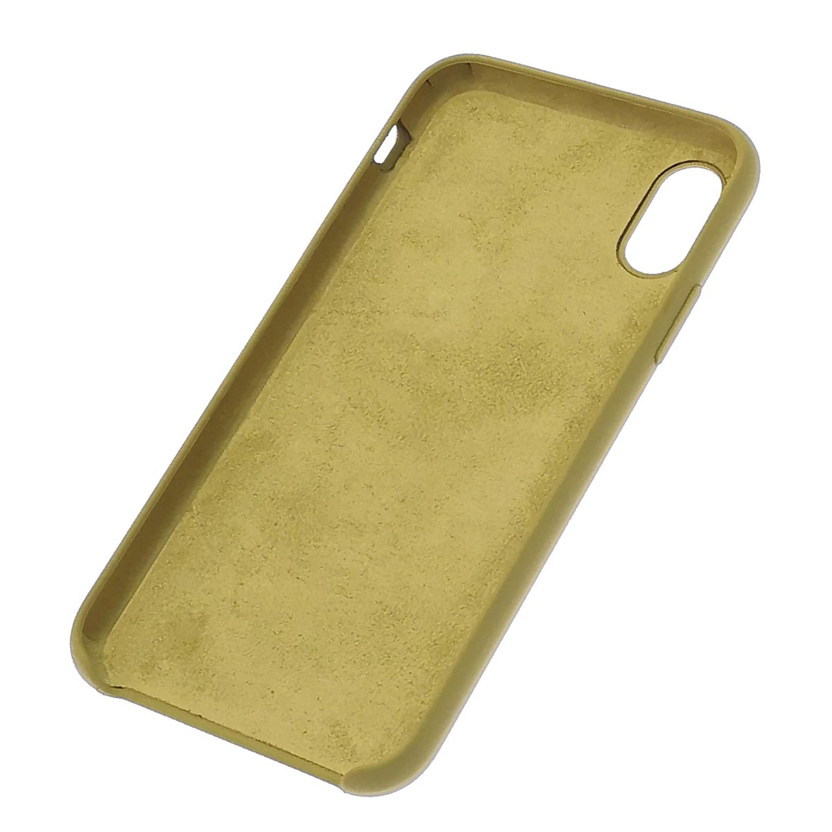 Чехол накладка Silicon Case для APPLE iPhone X, iPhone XS, силикон, бархат, цвет горчичный.