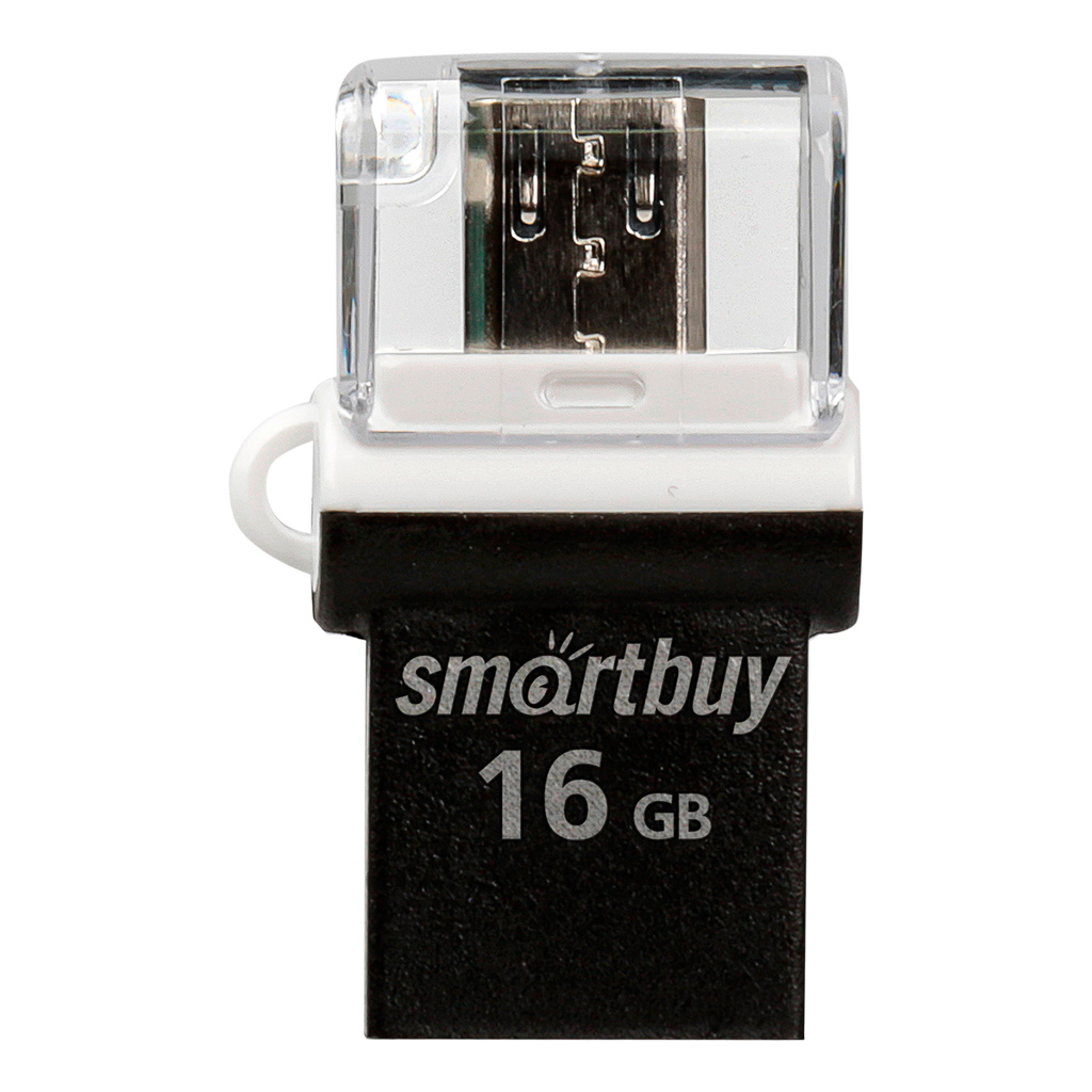 Флешка 16GB SMARTBUY POKO series SB16GBPO-K, USB 2.0, OTG microUSB, цвет черный