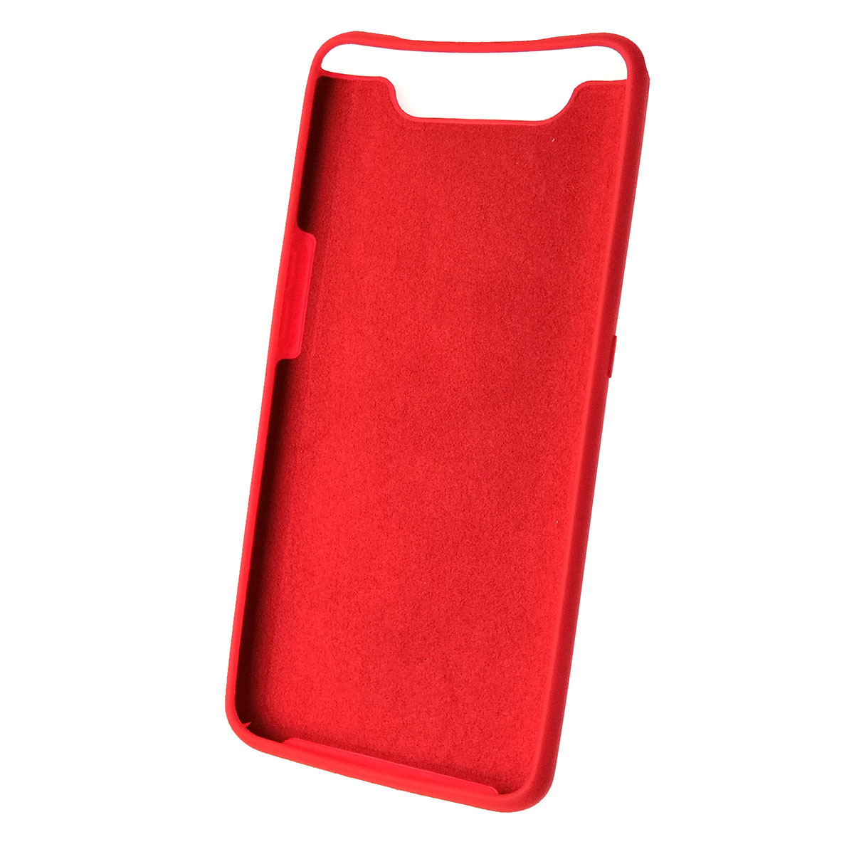 Чехол накладка Silicon Cover для Samsung A80 2019 (SM-A805), силикон, бархат, цвет красный.
