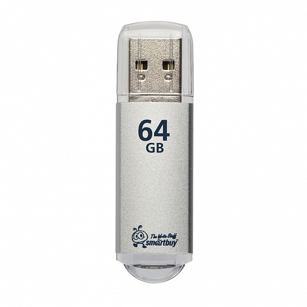 Флешка USB 2.0 64GB SMARTBUY V-Cut, цвет серебристый