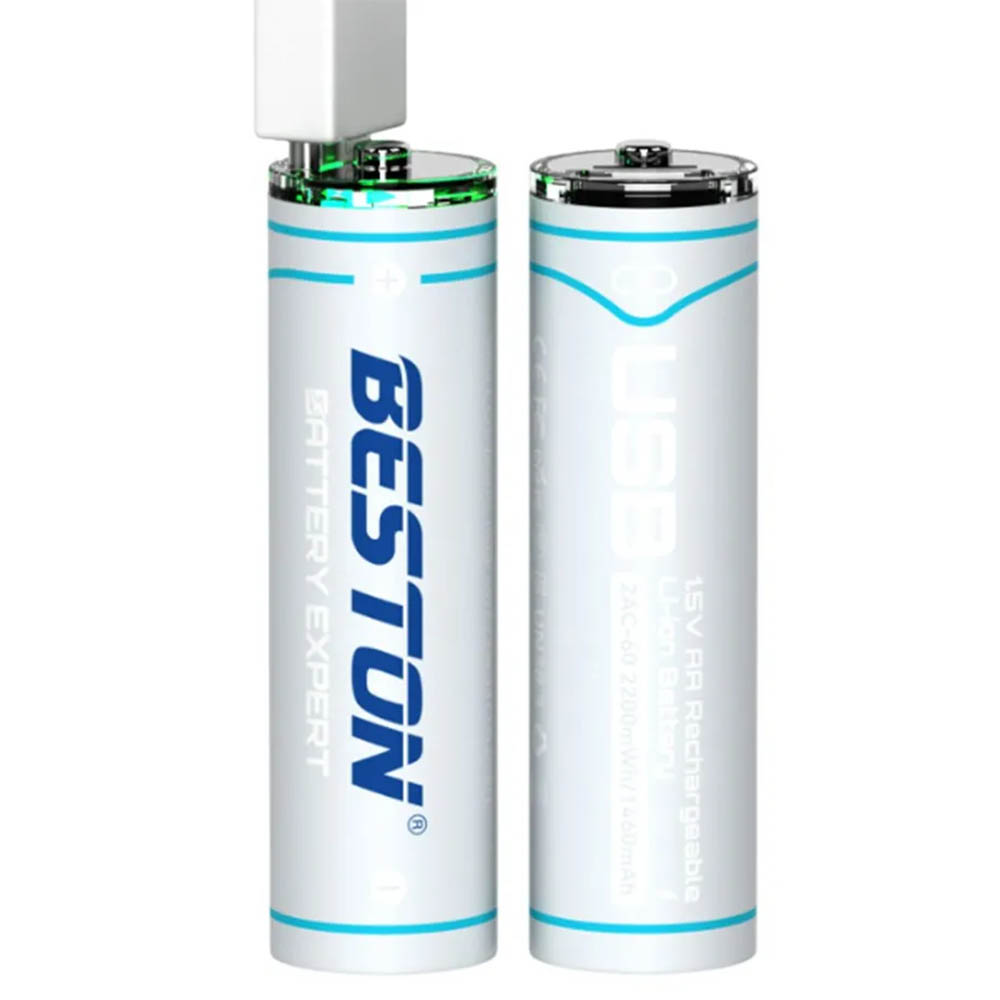 Аккумулятор с входом Type-C BESTON AA, BL2, 2200 mWh 1.5 V, кабель USB на 2 Type-C (Продажа комплектом)