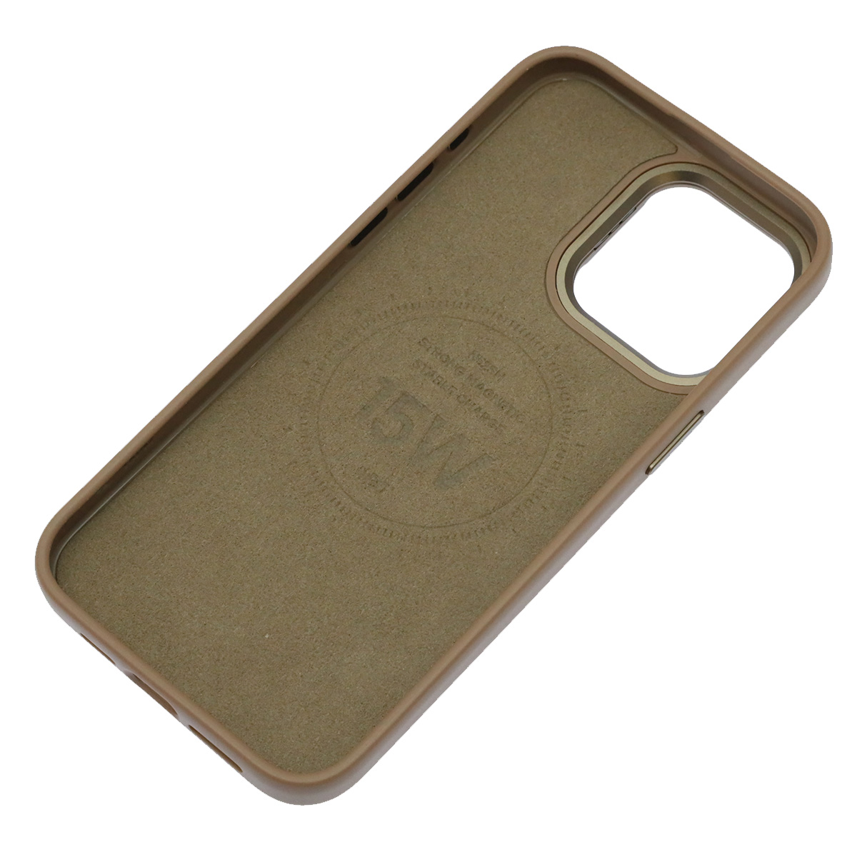 Чехол накладка Modern Stylish с поддержкой MagSafe для APPLE iPhone 15 Pro Max, защита камеры, подставка, экокожа, бархат, цвет золотистый