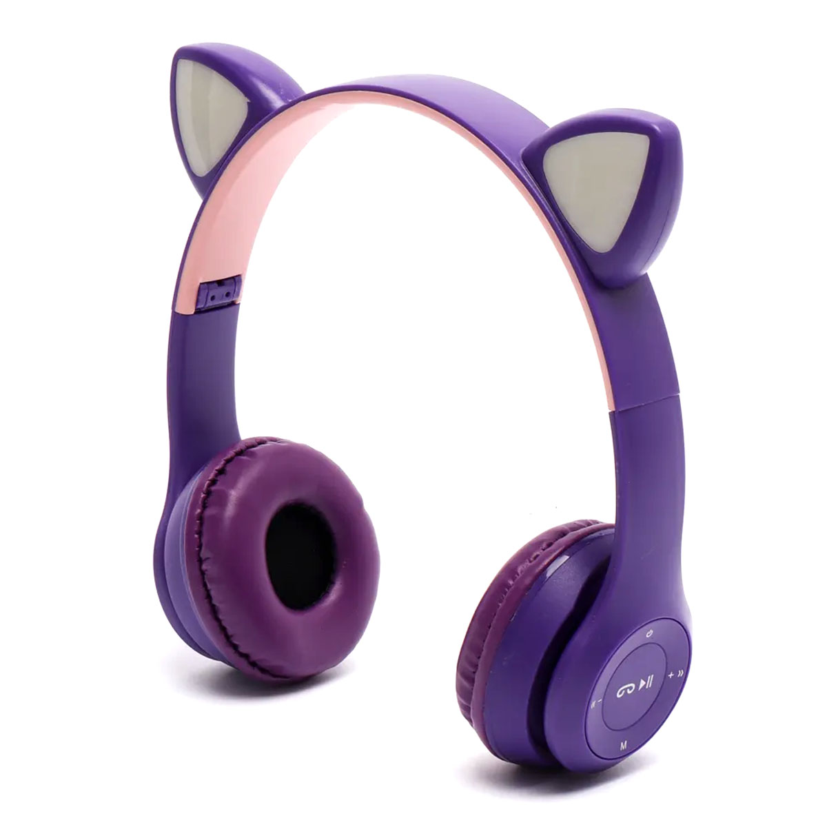 Гарнитура (наушники с микрофоном) беспроводная полноразмерная, Cat Ear P47M, RGB подсветка, цвет фиолетовый