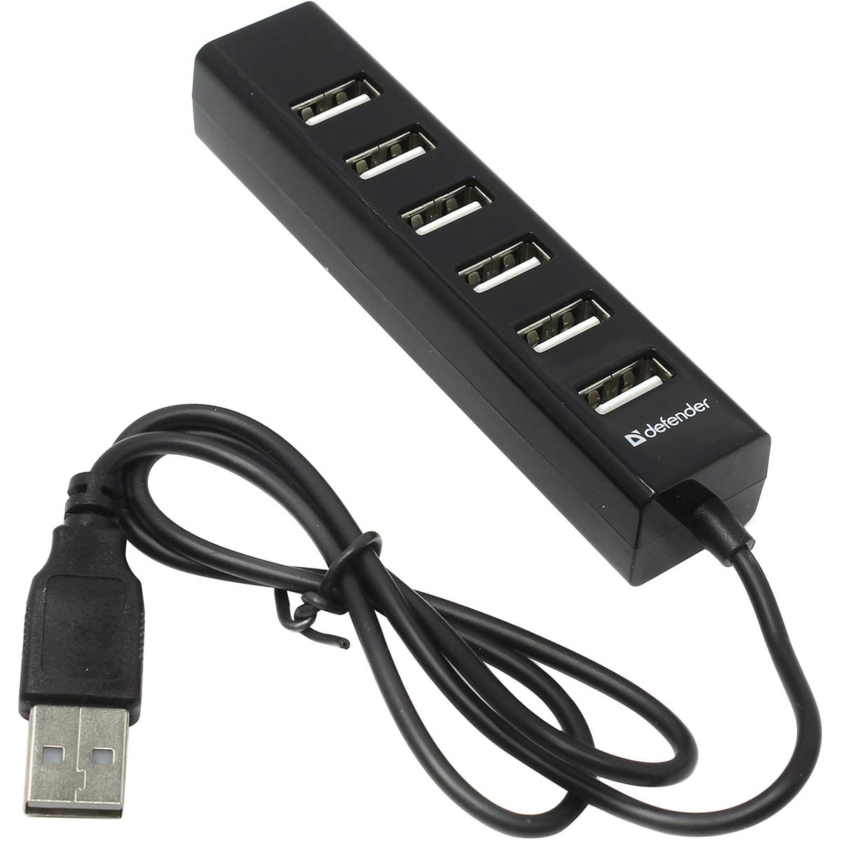 USB разветвитель Defender Quadro Swift, 7 USB портов, цвет черный