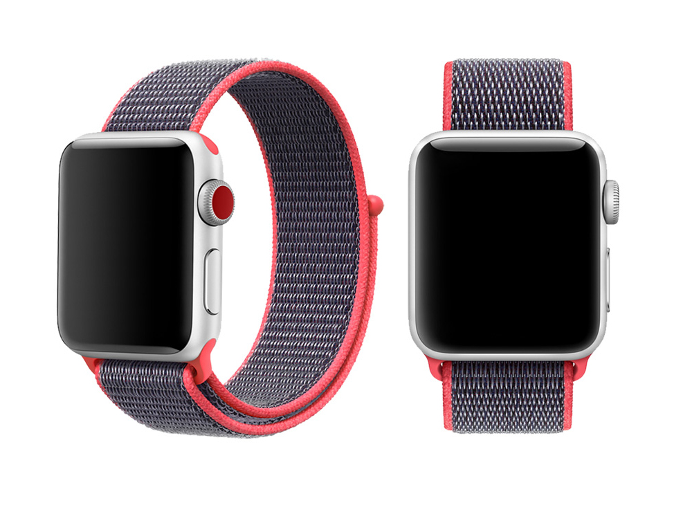 Ремешок для часов Apple Watch (42-44 мм), нейлон, цвет Red Black (10).