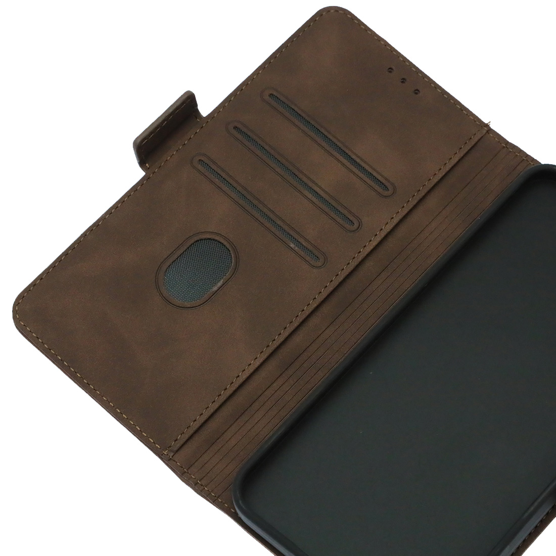 Чехол книжка NICE для SAMSUNG Galaxy A55 5G, защита камеры, экокожа, визитница, цвет коричневый