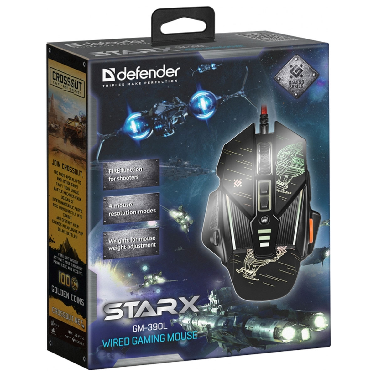 Мышь проводная DEFENDER STARX GM-390L, игровая, с подсветкой, цвет черный