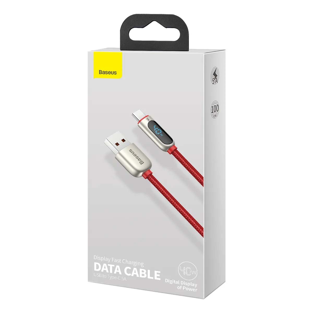 Кабель Baseus Display Fast Charging USB Type C, 40W, 5A, длина 1 метр, цвет красный