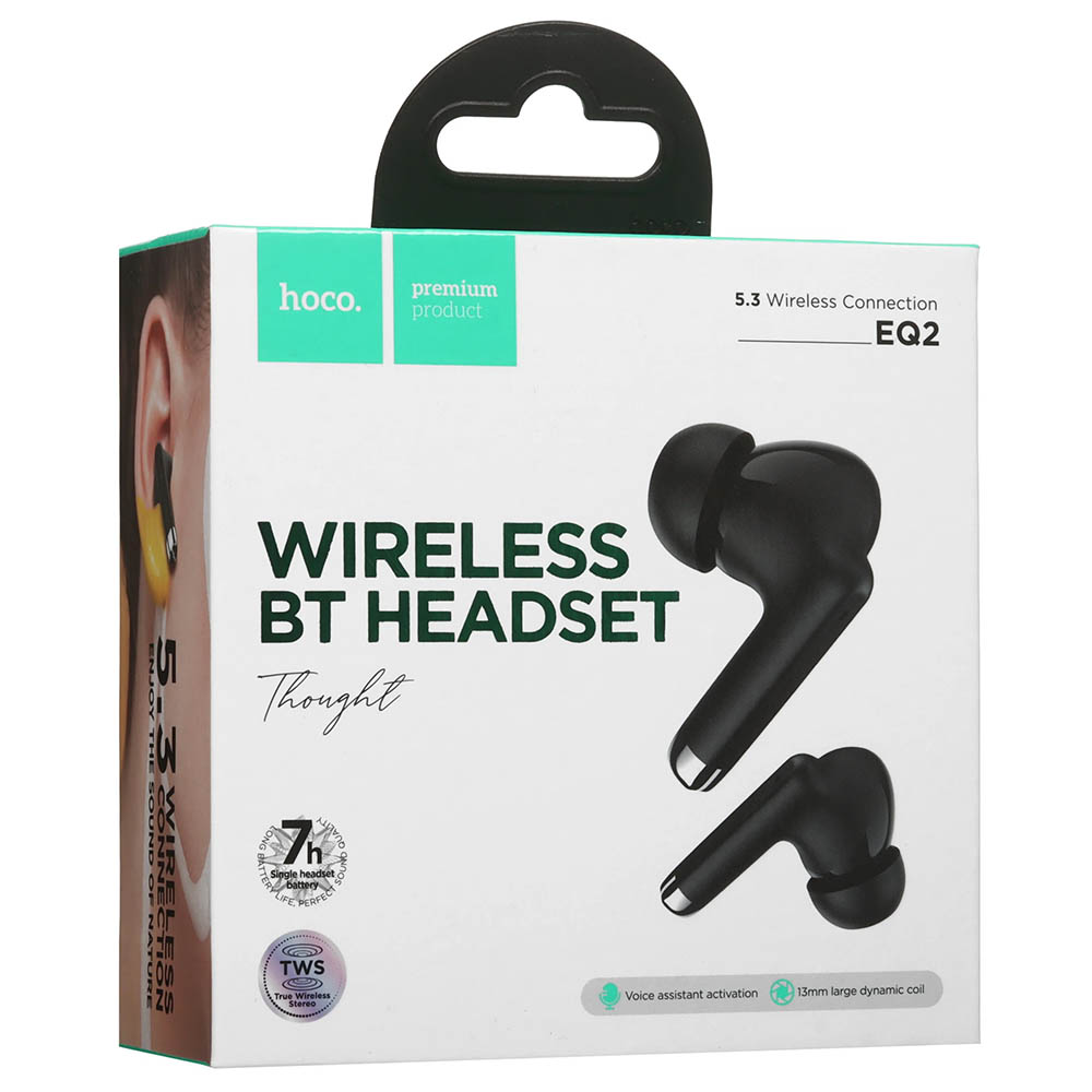 Гарнитура (наушники с микрофоном) беспроводная, HOCO EQ2 Thought, Bluetooth 5.3, цвет черный